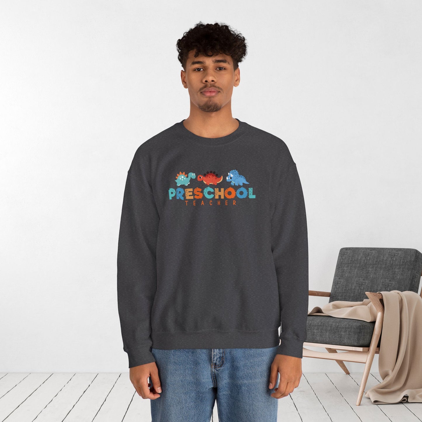 Preschool Teacher Sweatshirt with Dinosaurs