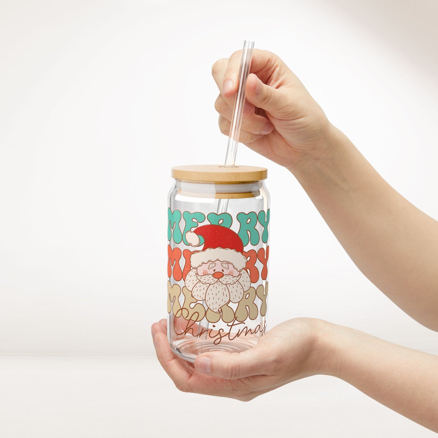 Merry Christmas Retro Christmas Sipper Glass - Best Christmas Gift