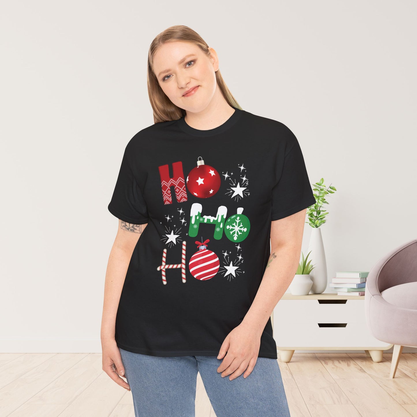 Ho Ho Ho Christmas Shirt - Matching Family Christmas Heavy Cotton Tee