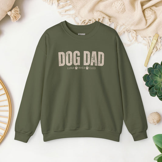 Custom Dog Dad Sweatshirt with Dogs Name - Personalized Gift for Dog Dad