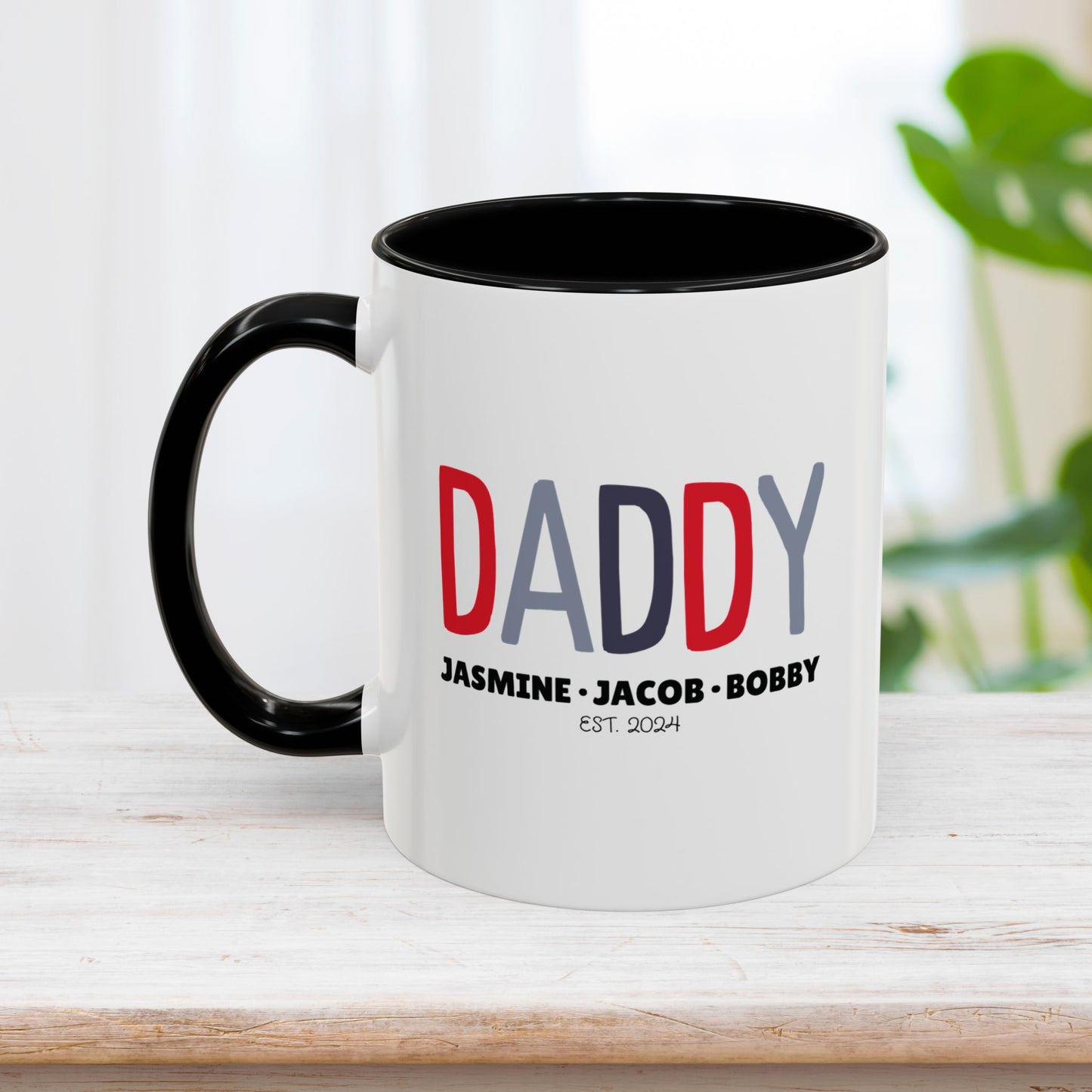 Personalized Daddy Coffee Mug with Kids Names - Custom Dad Gifts for Father's Day