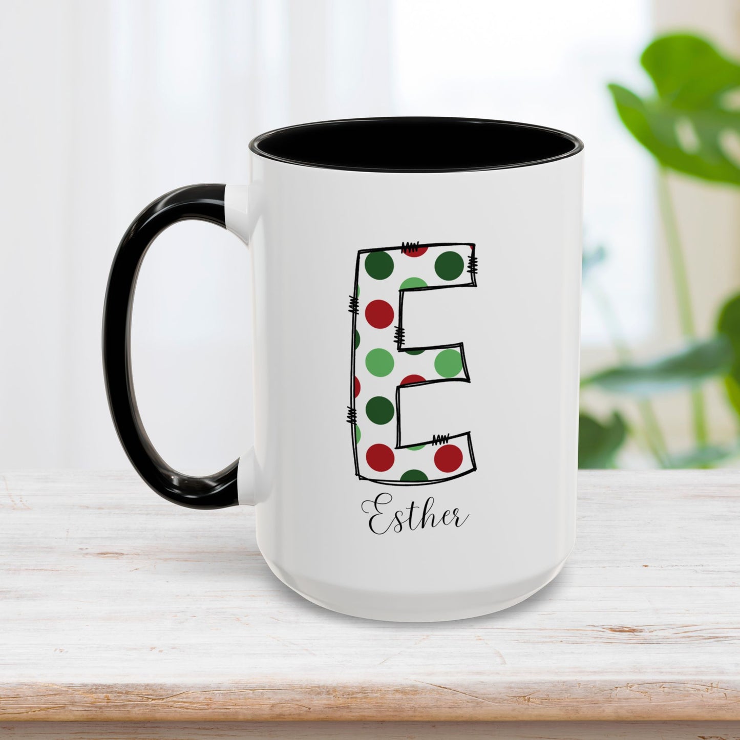 Custom Christmas Initial Letter Mug with Name - Personalized Christmas Gifts A-Z