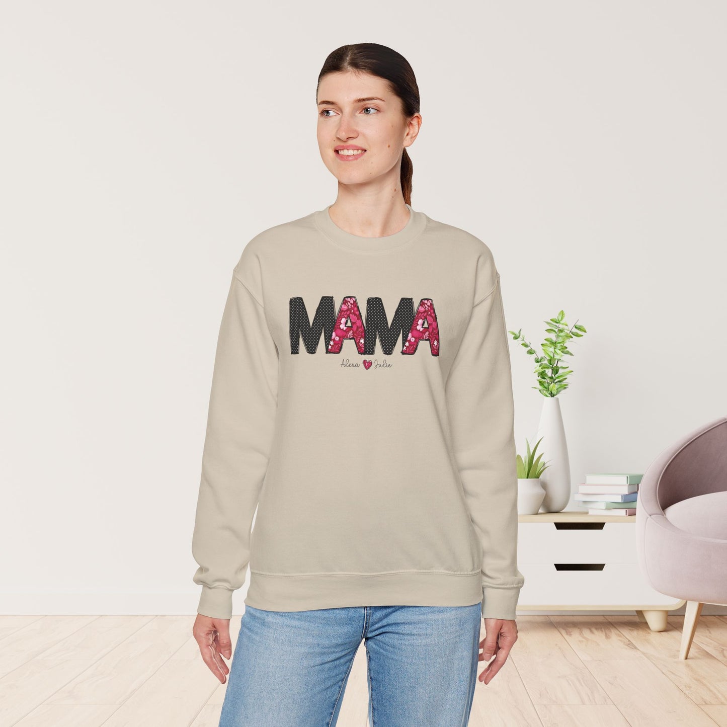 Custom Mama Sweatshirt with Kids Name - Personalized Gift for Mom