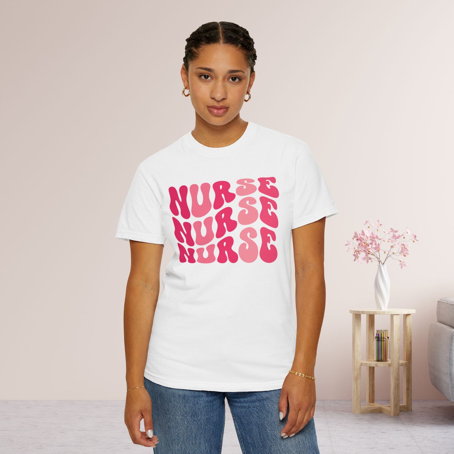 Groovy Pink Comfort Colors Nurse Shirt