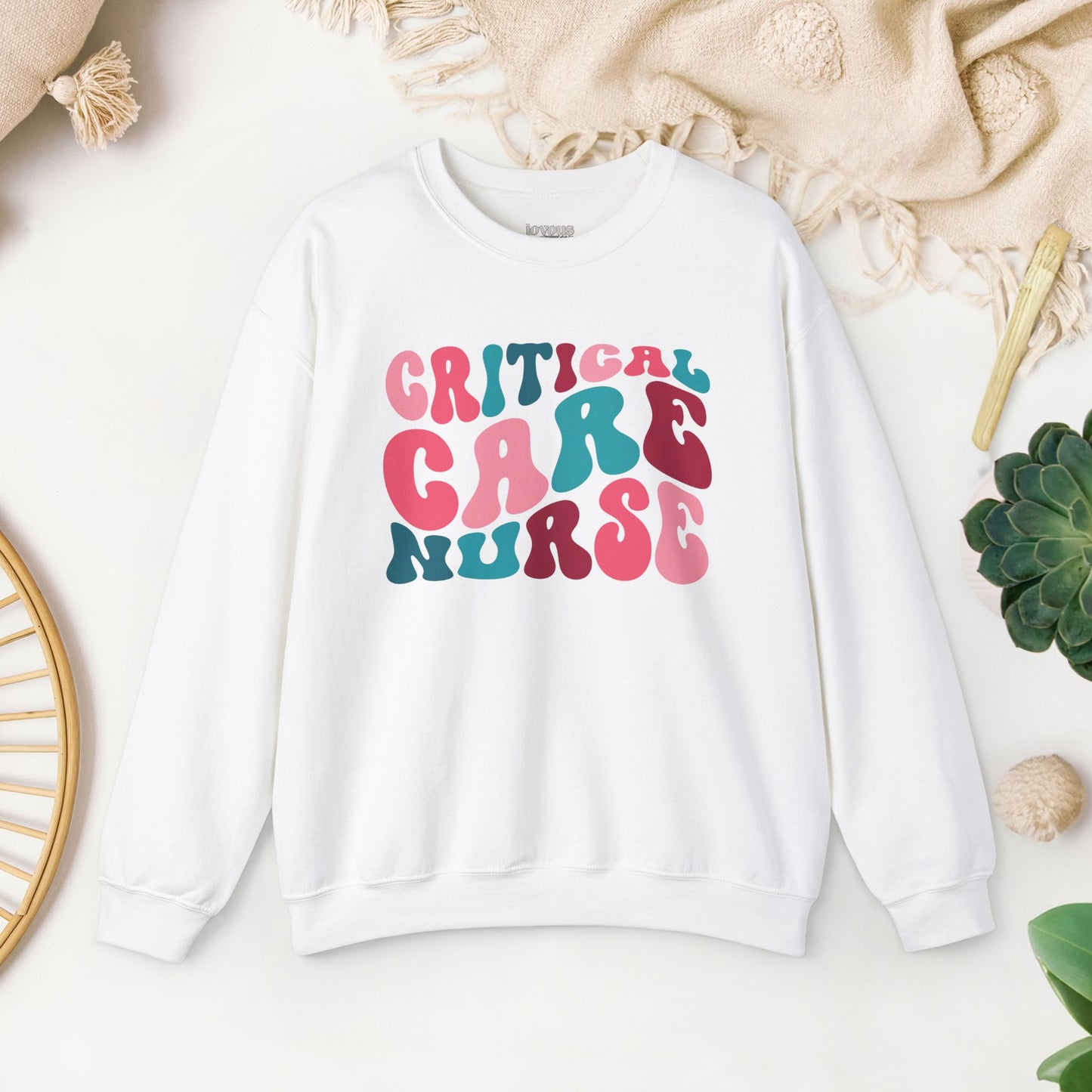 Groovy Colorful Critical Care Nurse Crewneck Sweatshirt