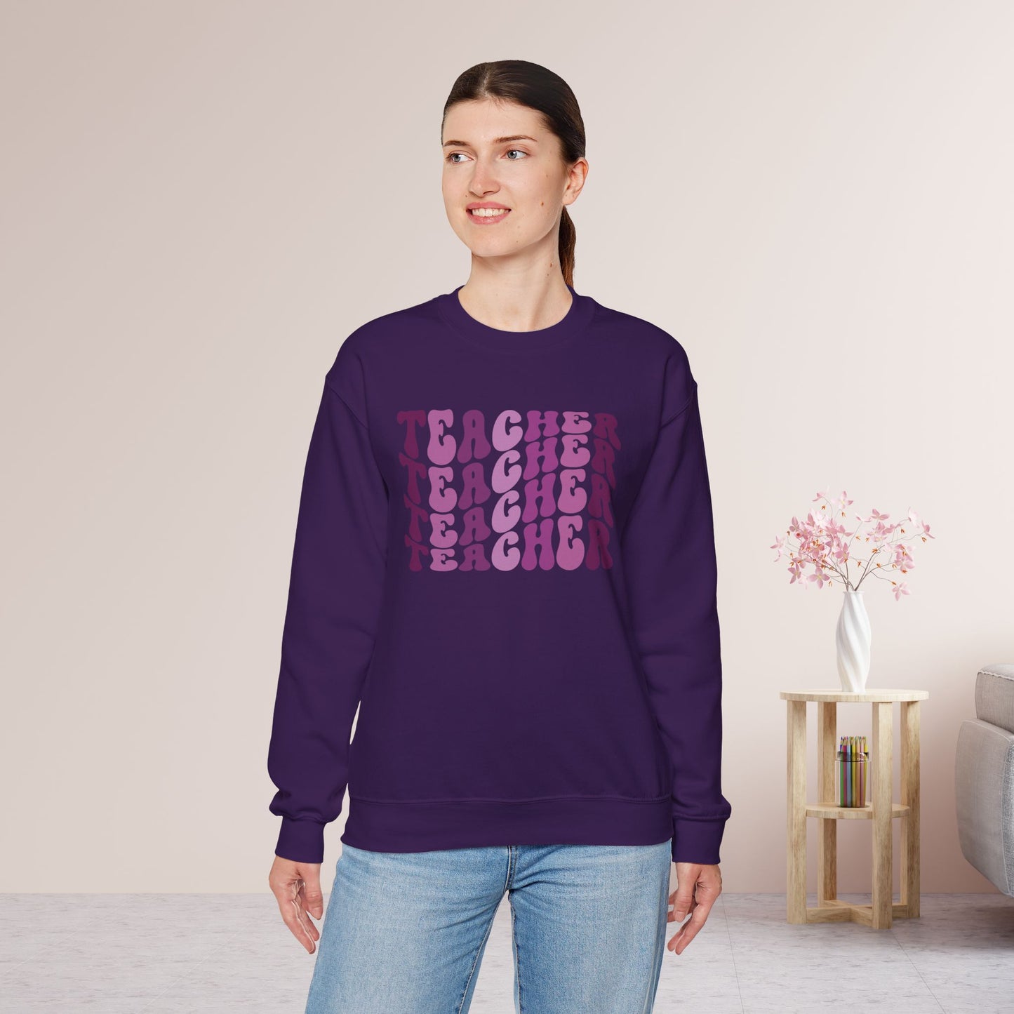 Groovy Purple Teacher Sweatshirt for School Teachers