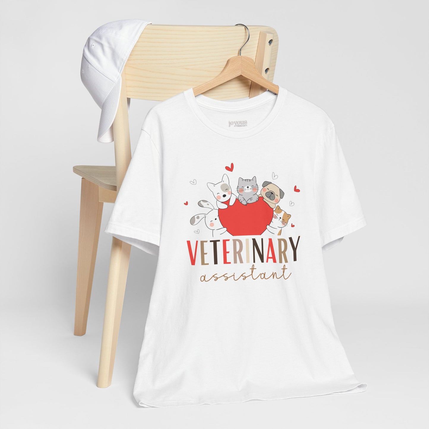 Veterinary Assistant Soft Cotton Tee with Cute Dogs and Cats for VET Assistant