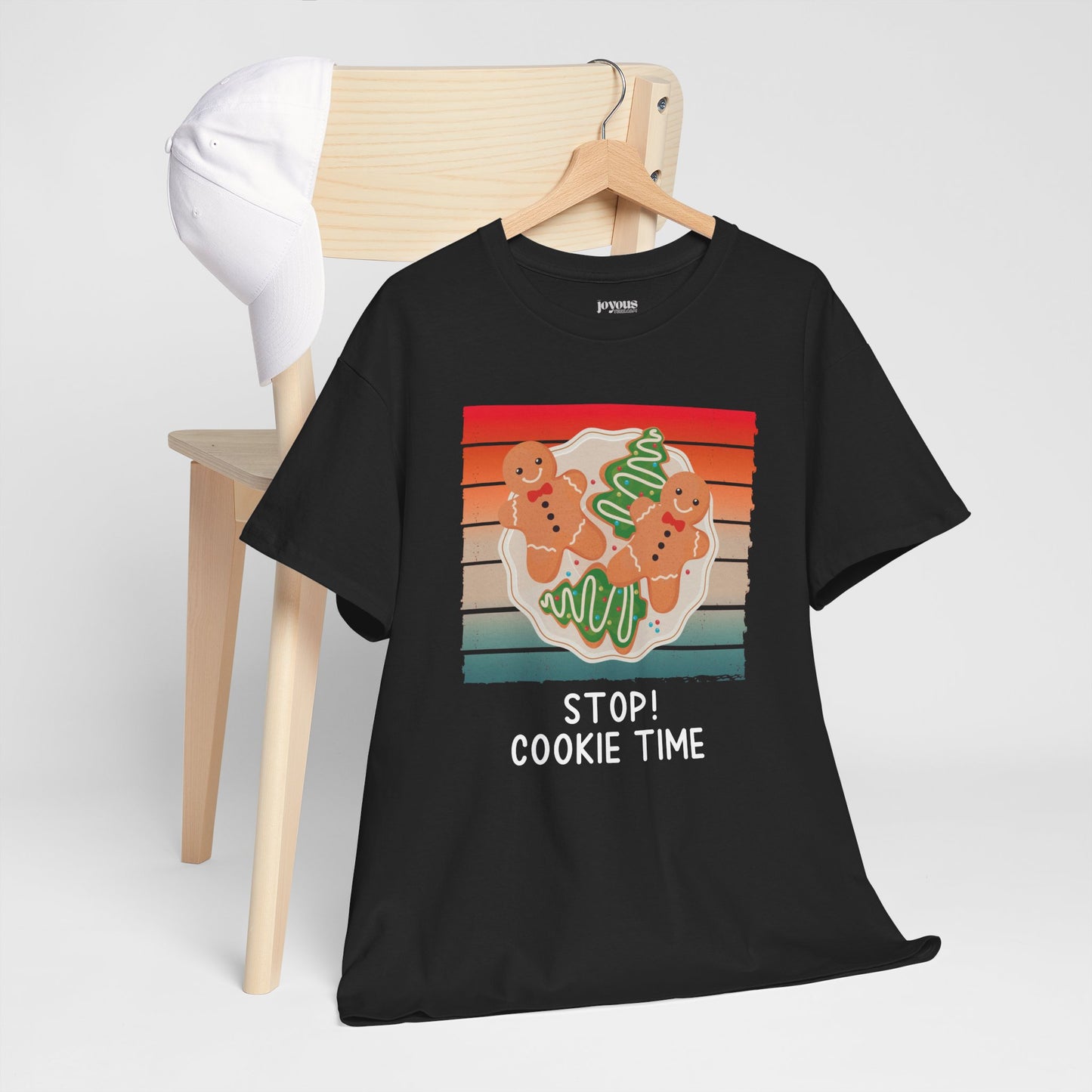 Stop! Cookie Time Funny Christmas Shirt - Matching Family Christmas Heavy Cotton Tee