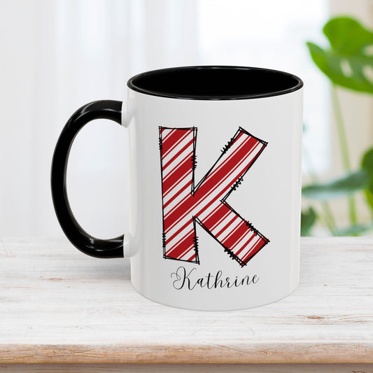 Custom Christmas Initial Letter Mug with Name - Personalized Christmas Gifts A-Z