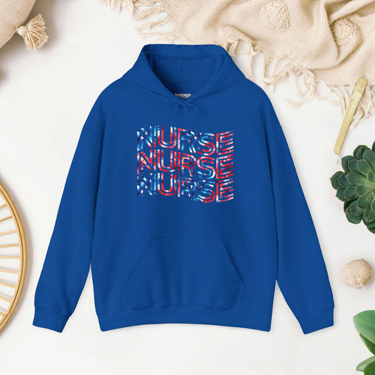 Wavy Patriotic Nurse Hoodie - 4th of July Nurse Hoodie