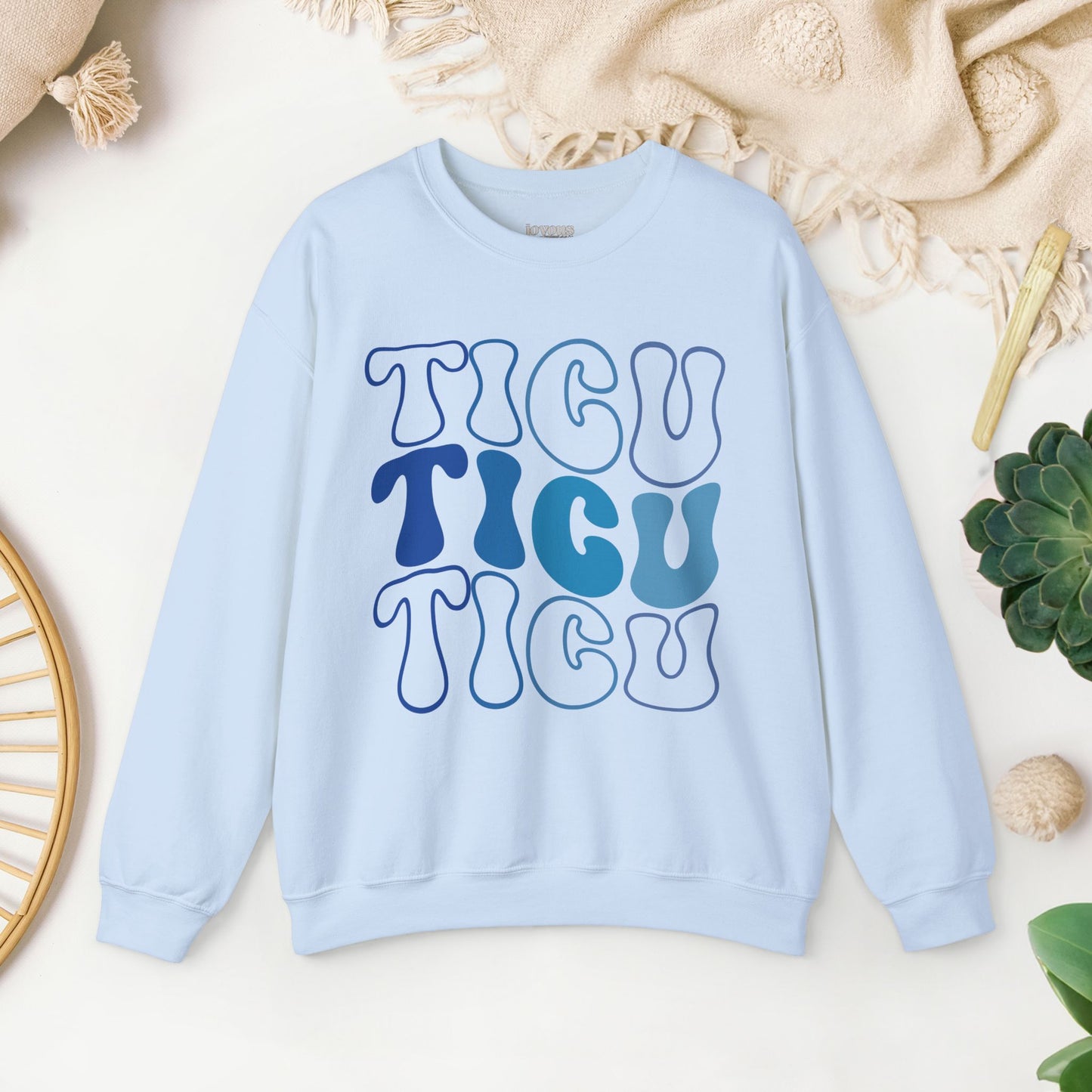 Groovy Blue TICU Sweatshirt - Trauma ICU Nurse Sweater