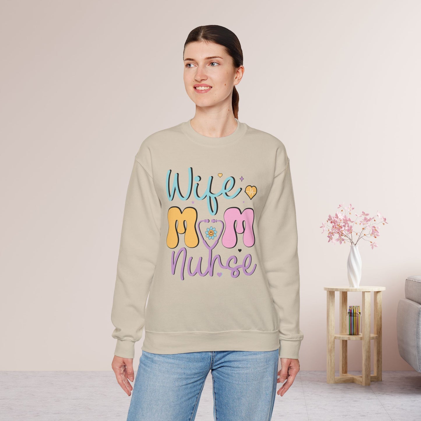 Wife Mom Nurse Sweatshirt - Groovy Nurse Sweatshirt