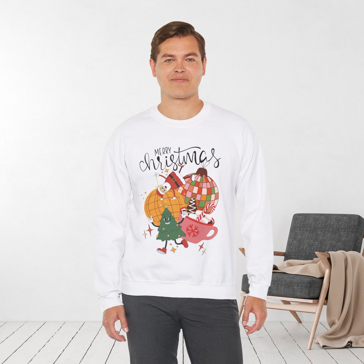 Retro Christmas Ornament Sweatshirt - Christmas Crewneck Pullover