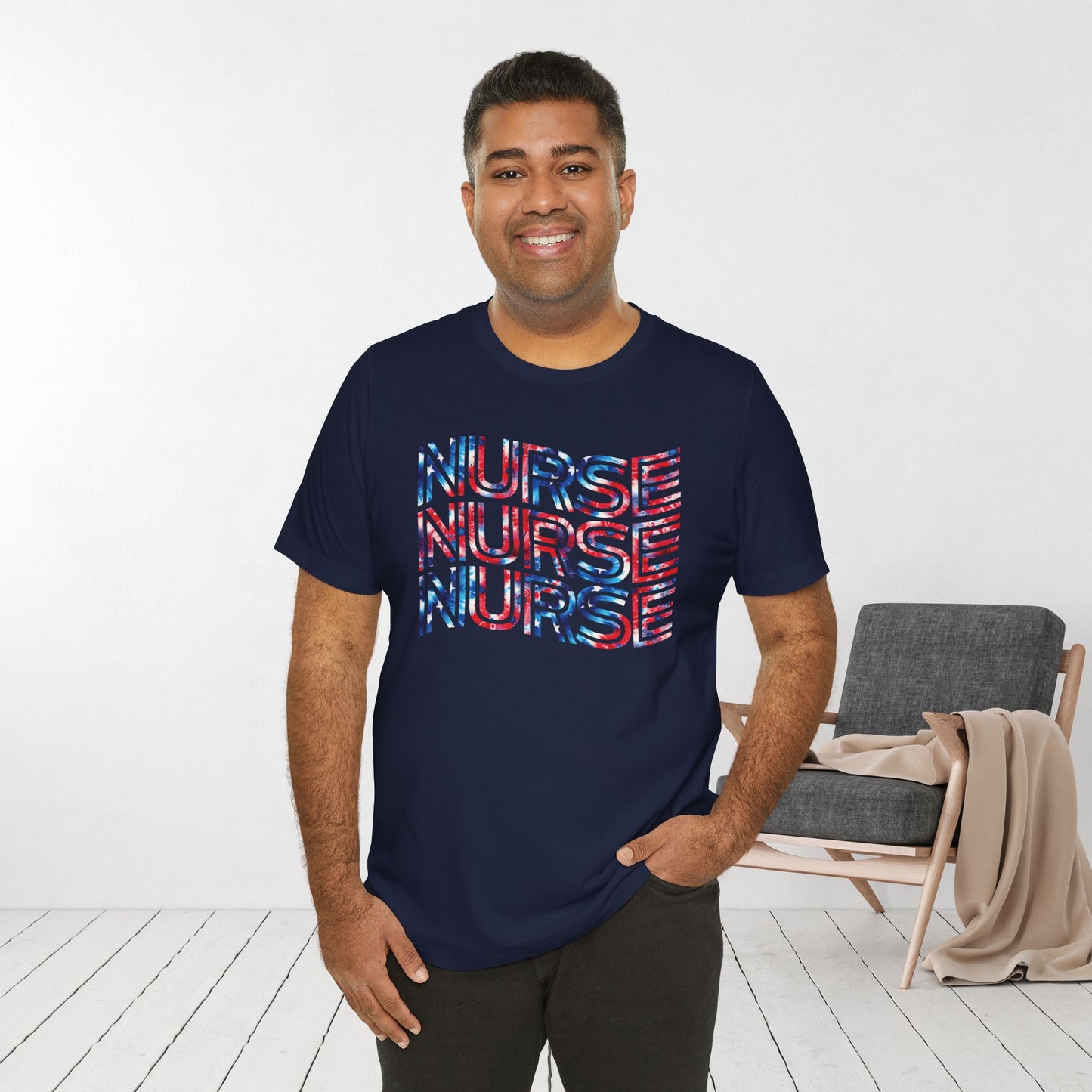 Wavy Patriotic Nurse Shirt - 4th of July Nurse Soft Cotton Tee