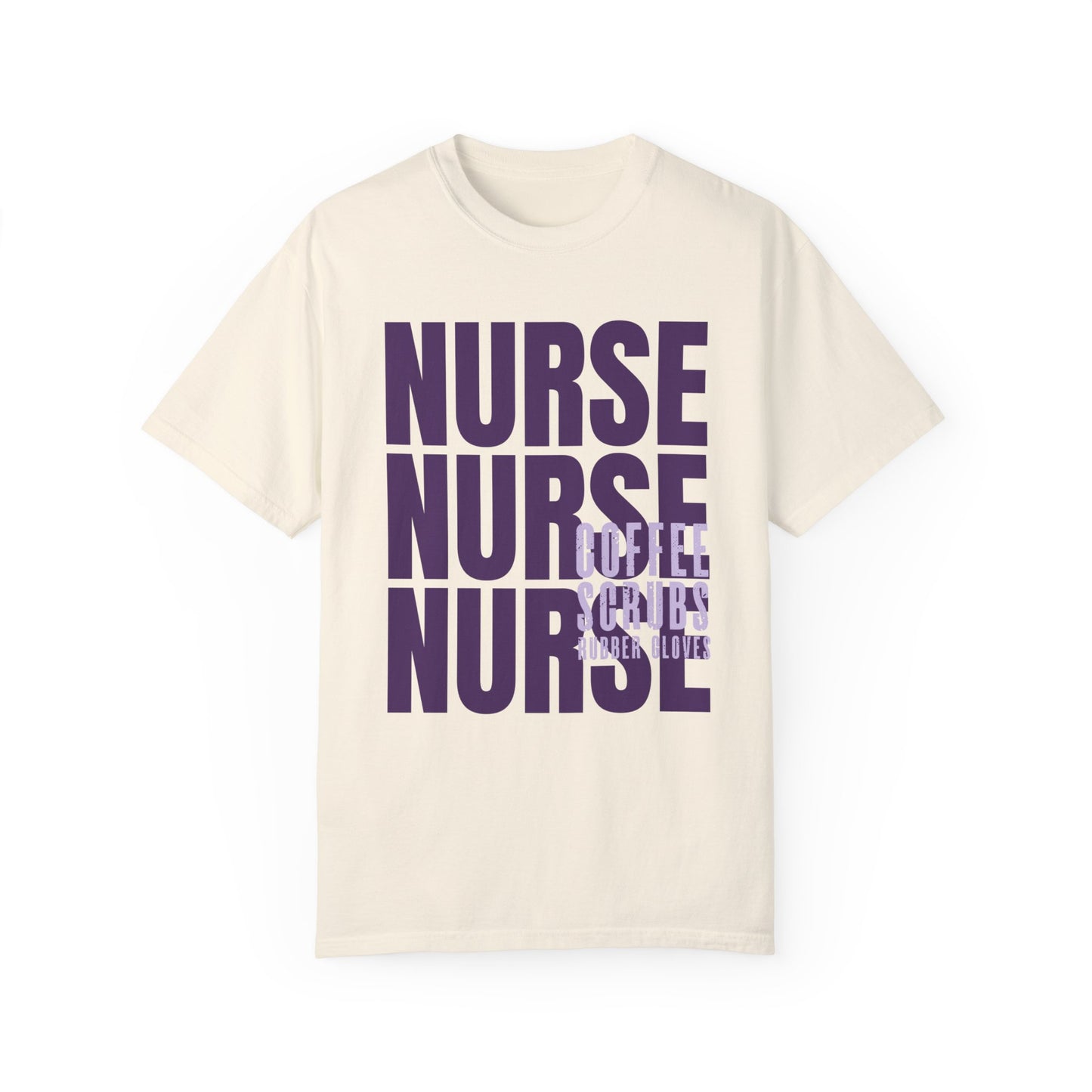 Purple Comfort Colors Nurse Shirt - Coffee Scrubs Rubber Gloves Shirt