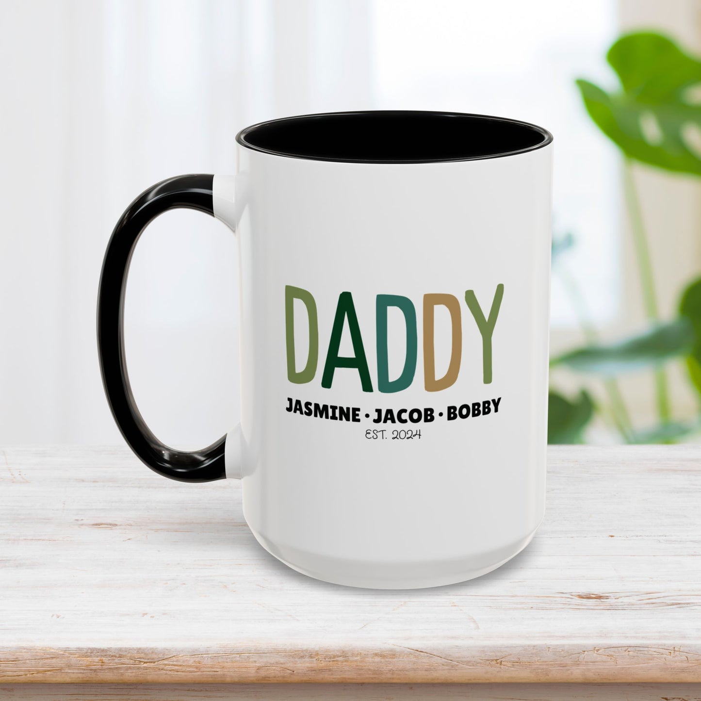 Personalized Daddy Coffee Mug with Kids Names - Custom Dad Gifts for Father's Day