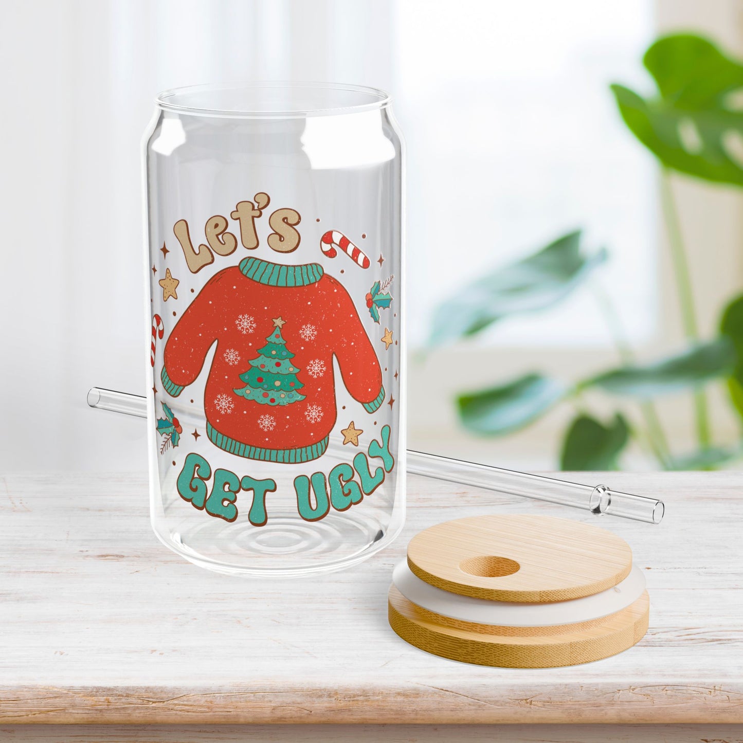 Let's Get Ugly Retro Christmas Sipper Glass - Best Christmas Gift