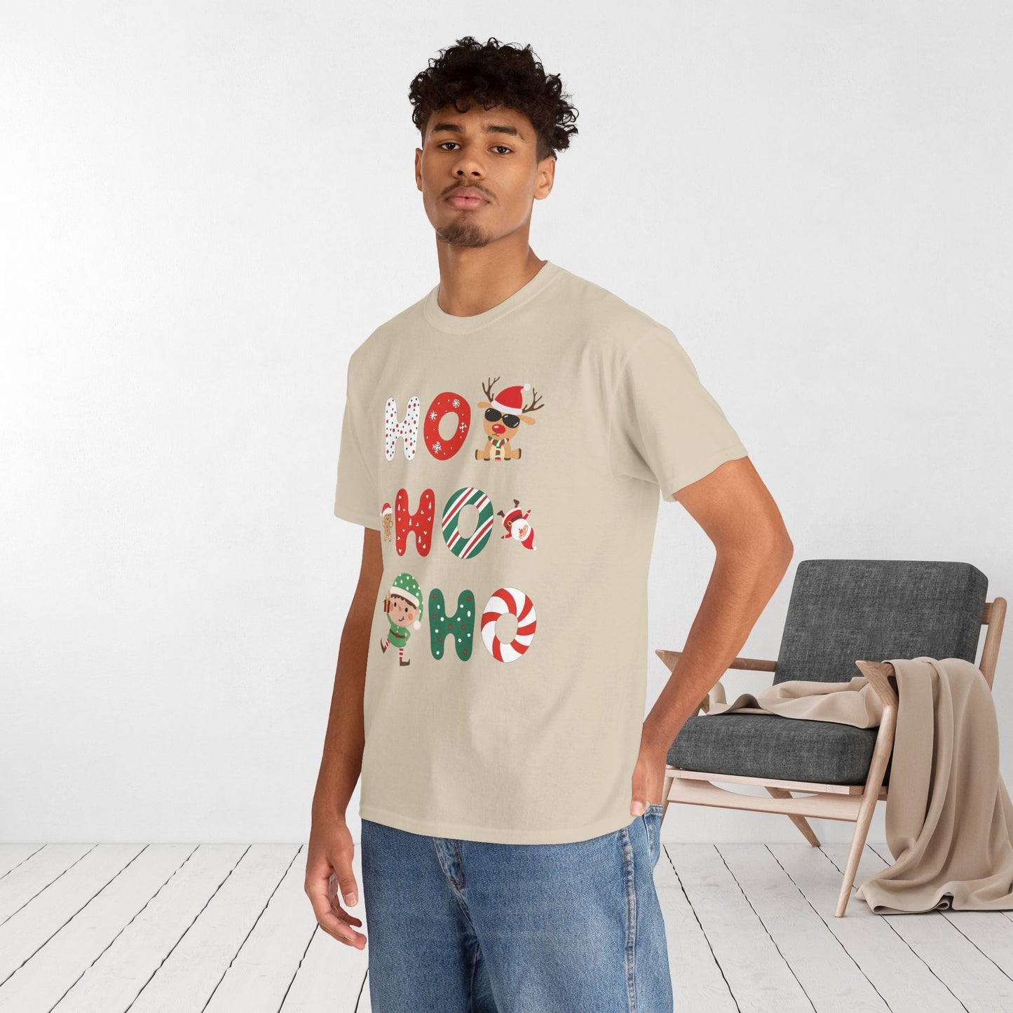 Ho Ho Ho Christmas Shirt - Matching Family Christmas Heavy Cotton Tee