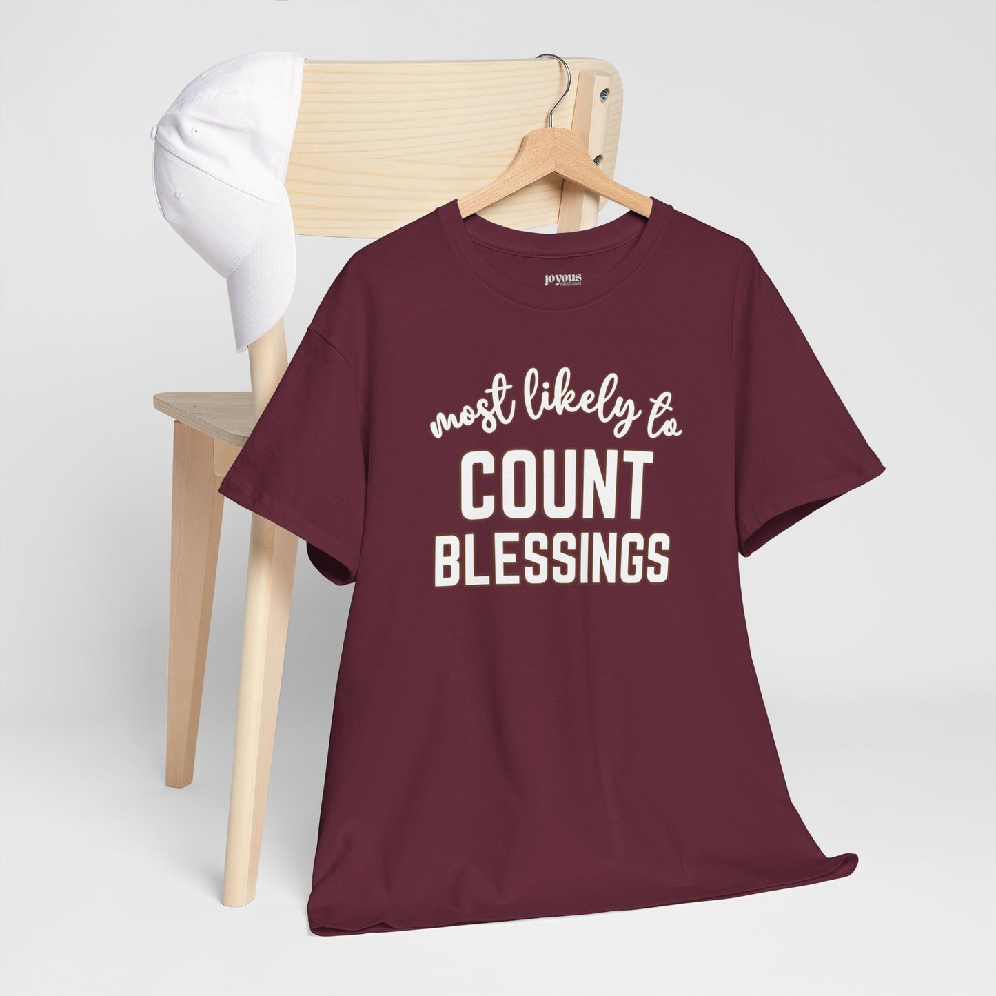 Funny Thanksgiving Shirt - Most Likely to Count Blessings Heavy Cotton Tee