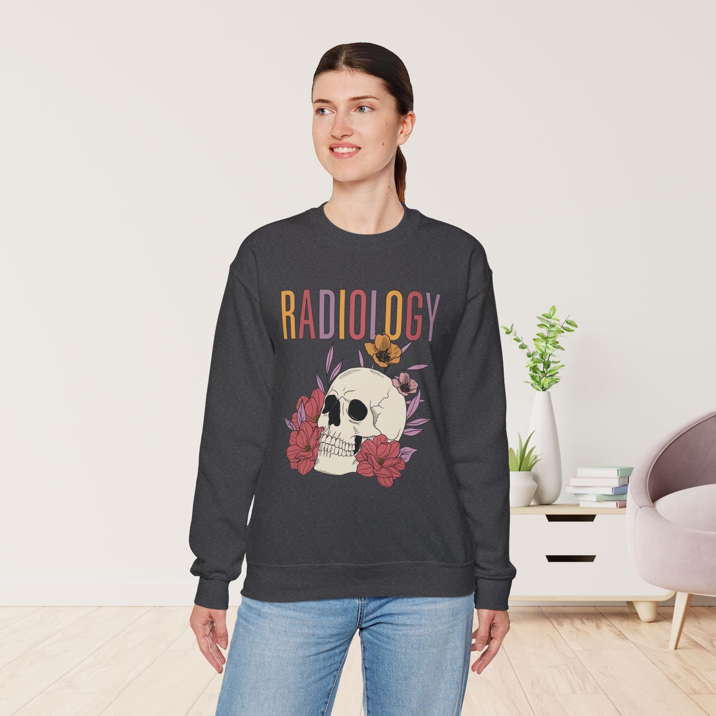 Flower Skull Radiology Sweatshirt for RAD Tech