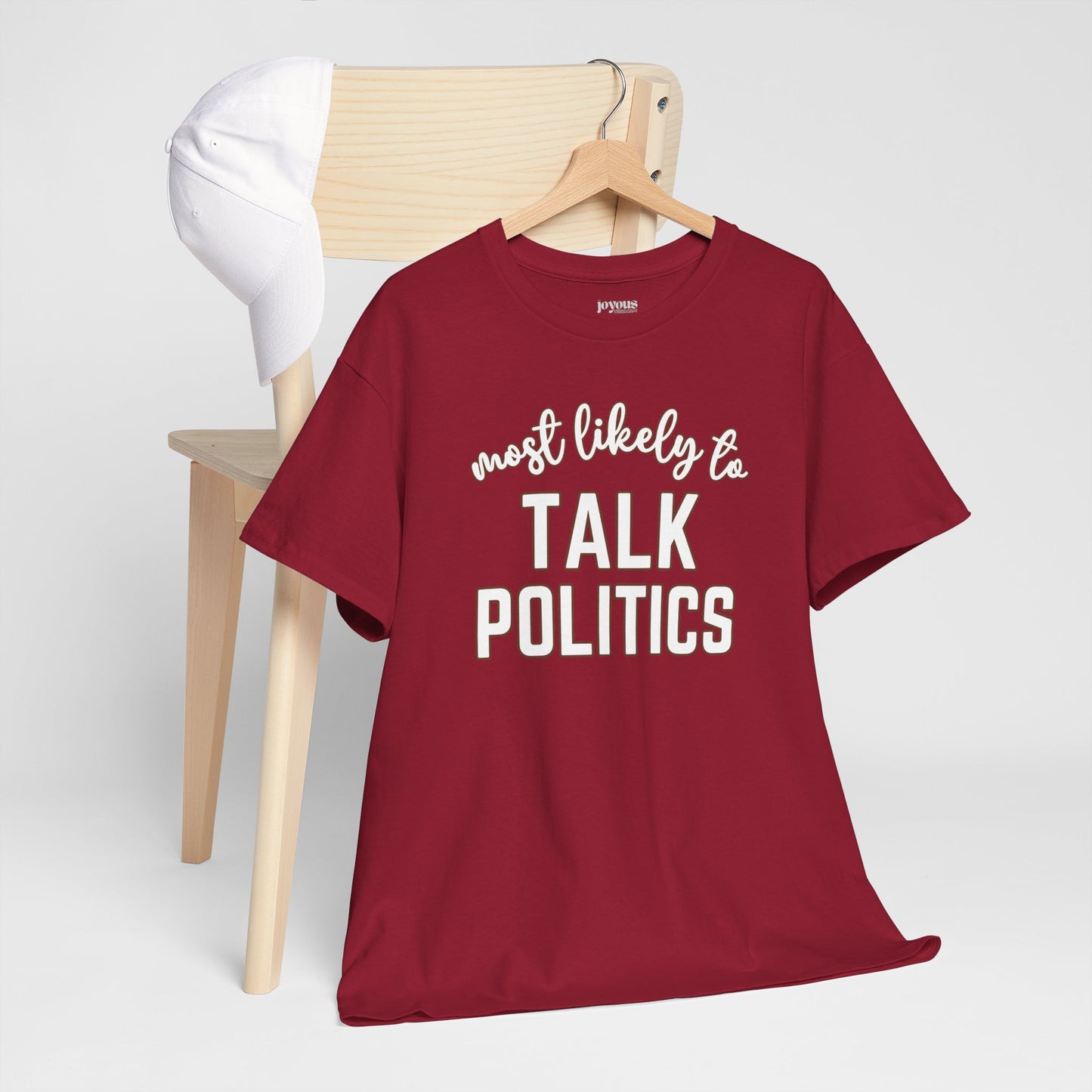 Funny Thanksgiving Shirt - Most Likely To Talk Politics Heavy Cotton Tee