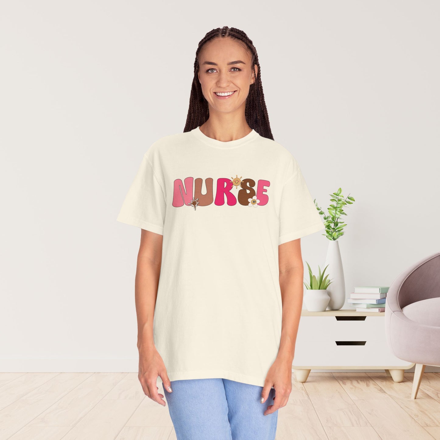 Comfort Colors Pink Groovy Nurse Shirt - It's a Beautiful Day to Save Lives Tee