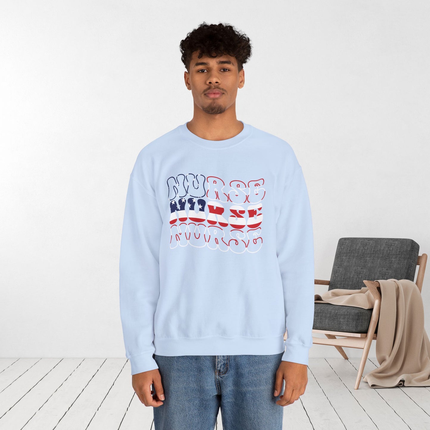 Groovy Patriotic Nurse Sweatshirt - 4th of July Nurse Sweatshirt