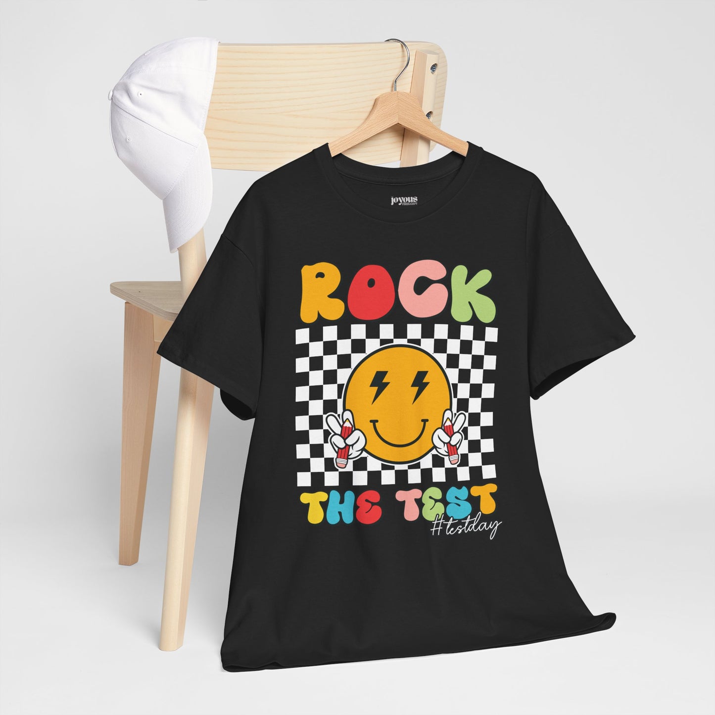 Rock The Test Groovy Teacher Shirt - Back to School Heavy Cotton Tee