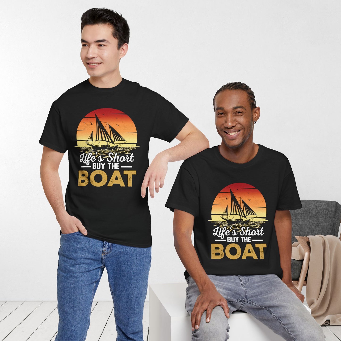 Life's Short Buy the Boat T-Shirt - Funny Sailing Heavy Cotton Tee