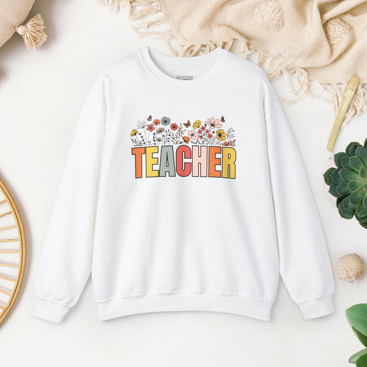 Teacher Sweatshirt with Spring Flowers for School Teachers