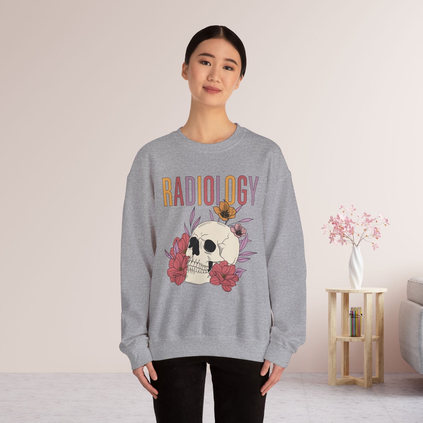 Flower Skull Radiology Sweatshirt for RAD Tech