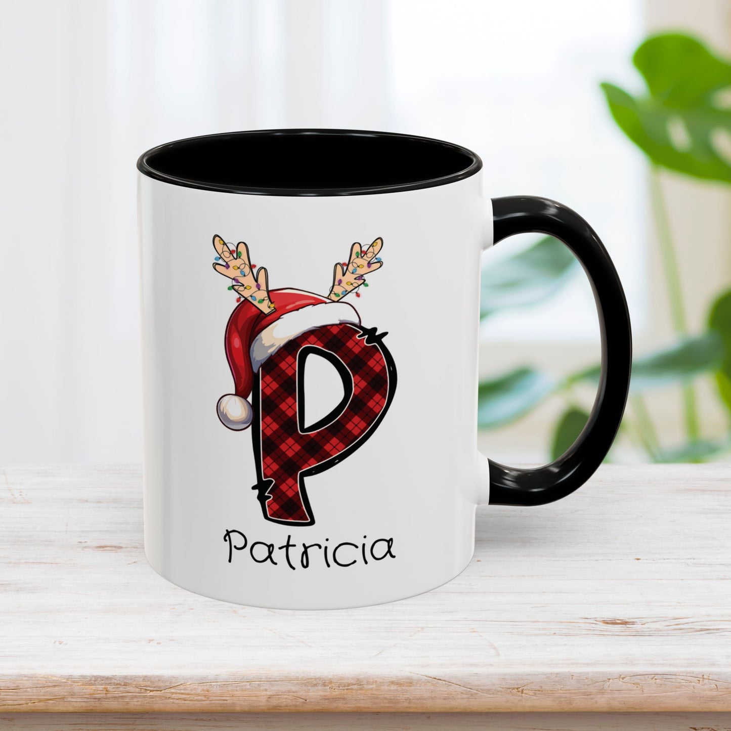 Custom Name Christmas Plaid Initial Letter Mug - Personalized Christmas Gifts A-Z