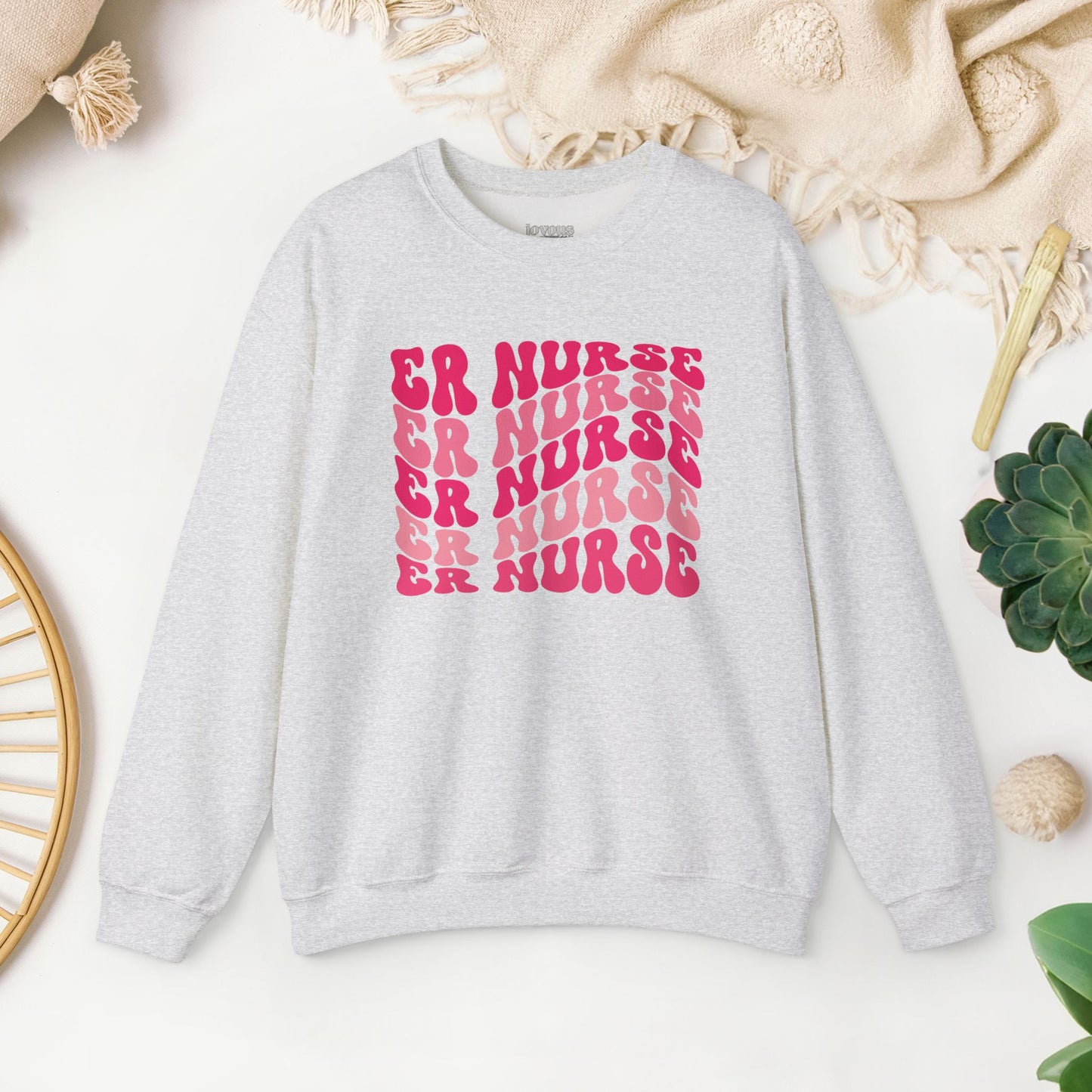 Groovy Pink ER Nurse Sweatshirt - Emergency Nurse Pullover