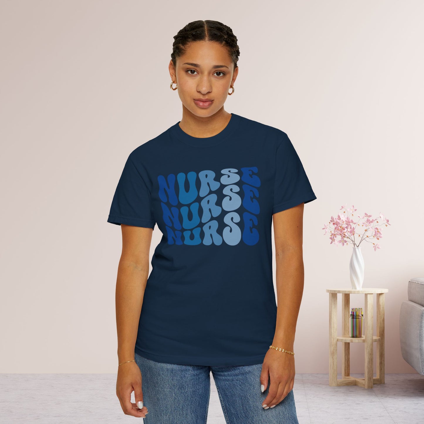 Groovy Blue Comfort Colors Nurse Shirt