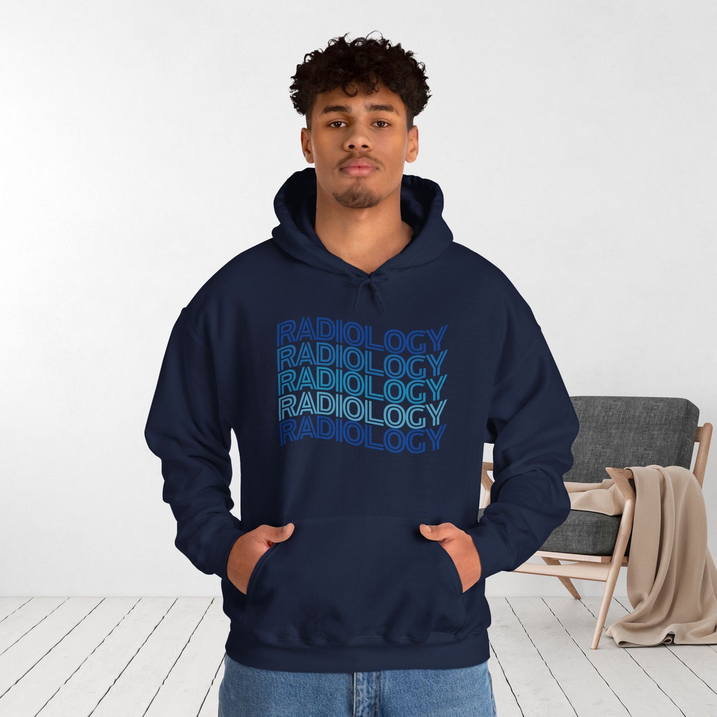 Wavy Blue Radiology Hoodie for RAD Technician