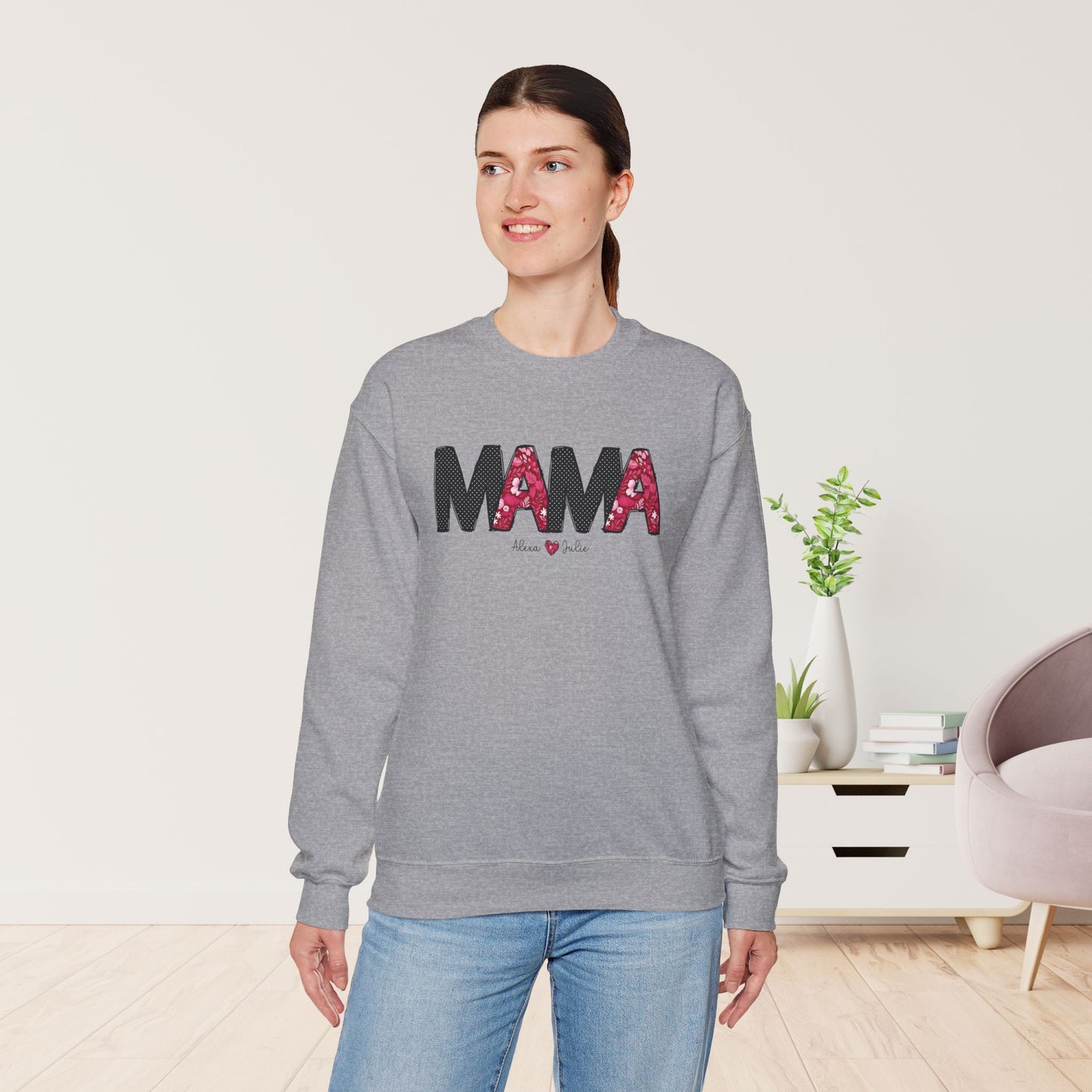 Custom Mama Sweatshirt with Kids Name - Personalized Gift for Mom