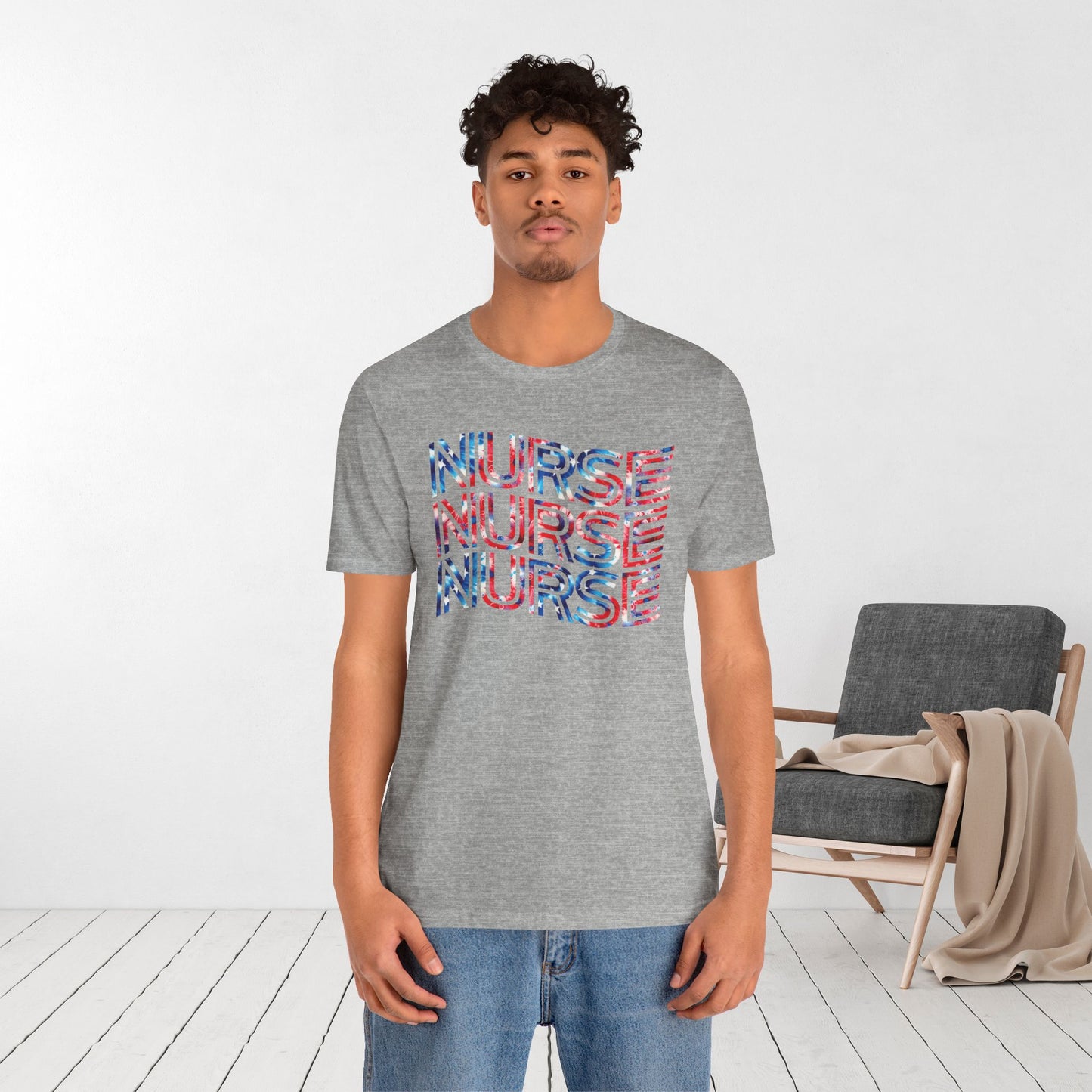 Wavy Patriotic Nurse Shirt - 4th of July Nurse Soft Cotton Tee