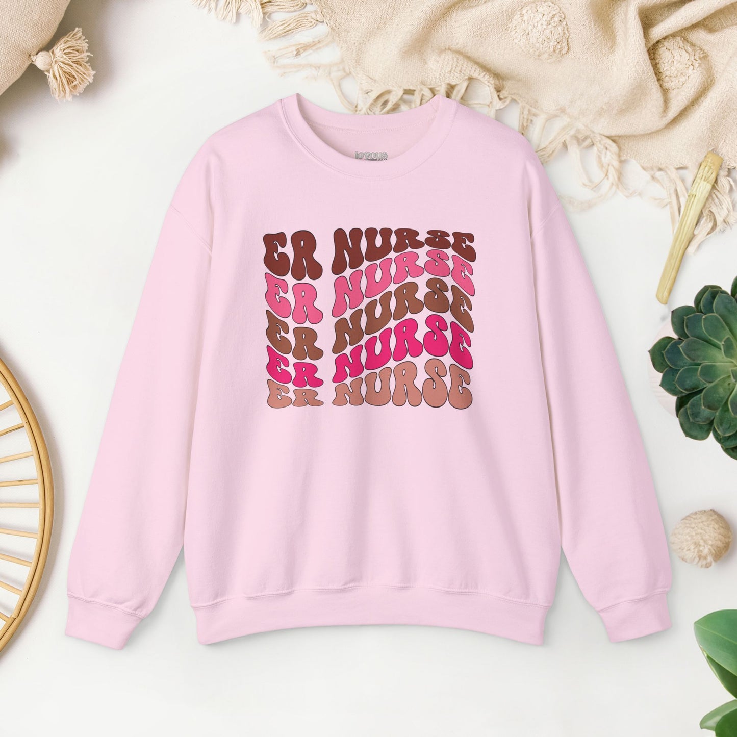 Groovy Pink ER Nurse Sweatshirt - Emergency Nurse Pullover