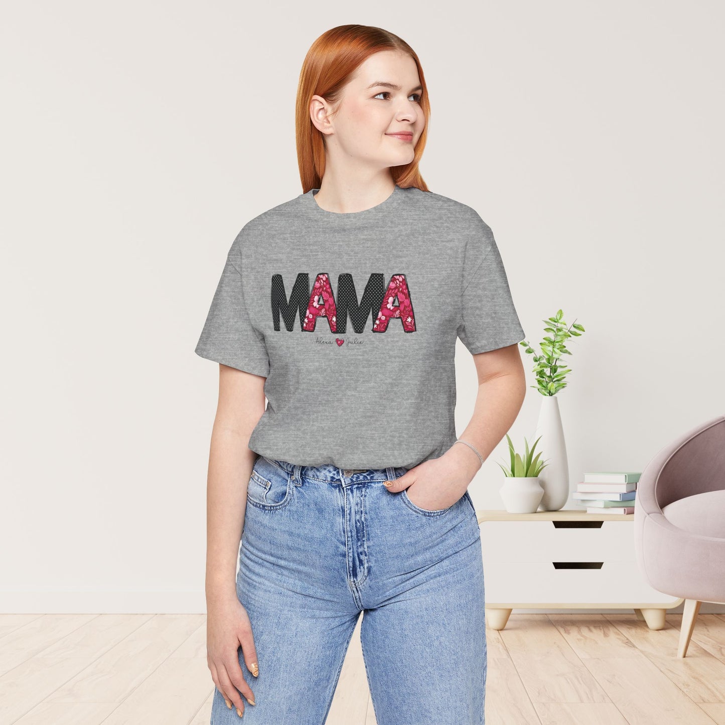 Custom Mama Soft Cotton Tee with Kids Names - Personalized Gift for Mom