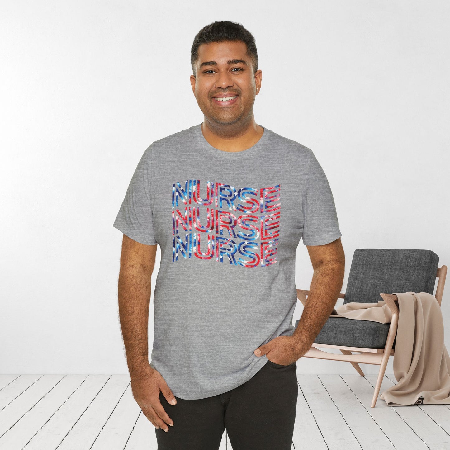 Wavy Patriotic Nurse Shirt - 4th of July Nurse Soft Cotton Tee