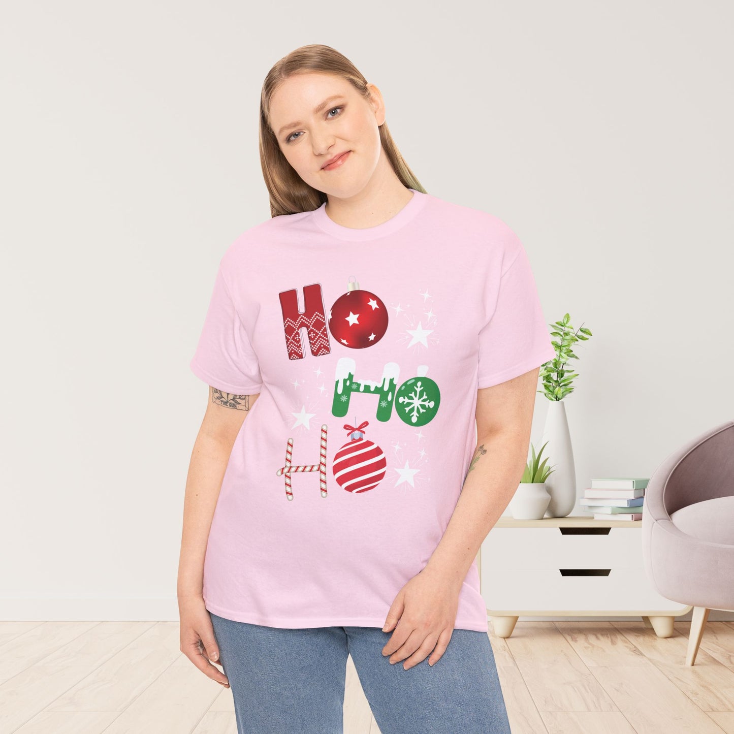 Ho Ho Ho Christmas Shirt - Matching Family Christmas Heavy Cotton Tee