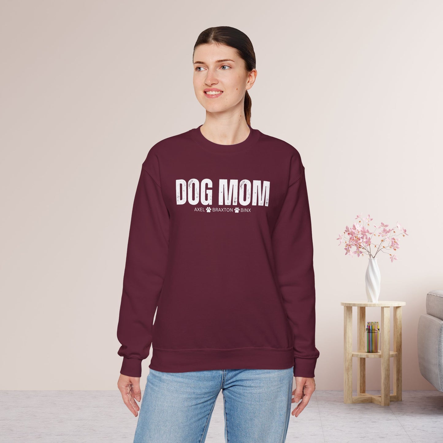 Custom Dog Mom Sweatshirt with Dogs Name - Personalized Gift for Dog Mom