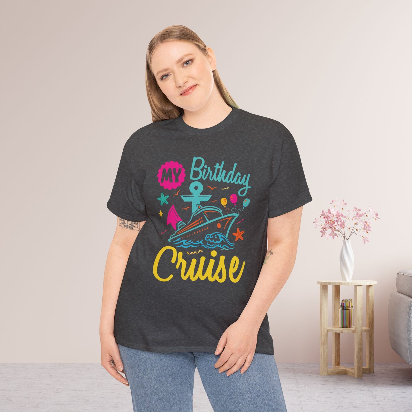 My Birthday Cruise Shirt - Family Cruise Vacation Heavy Cotton Tee