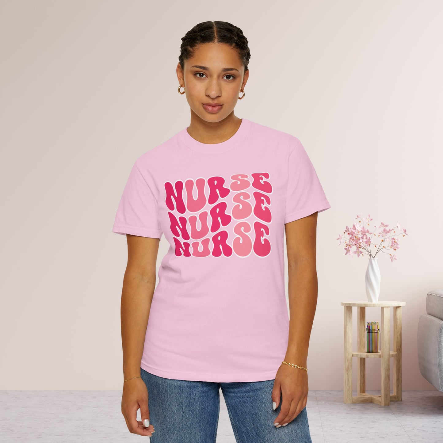 Groovy Pink Comfort Colors Nurse Shirt