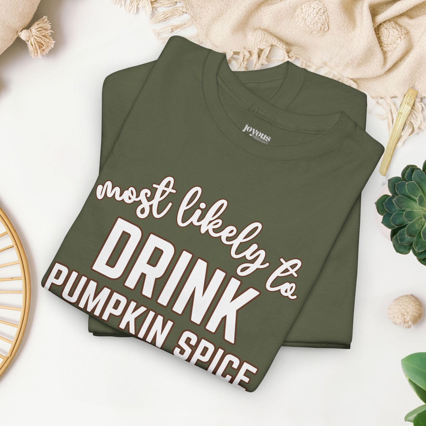 Funny Thanksgiving Shirt - Most Likely to Drink Pumpkin Spice Lattes Heavy Cotton Tee