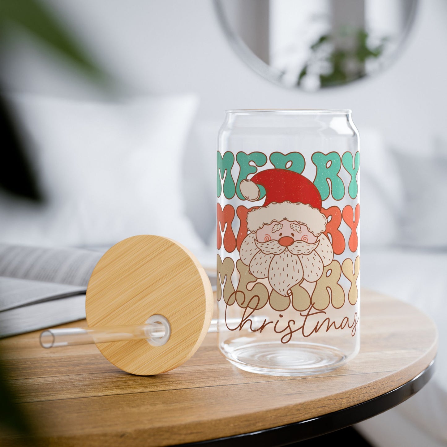 Merry Christmas Retro Christmas Sipper Glass - Best Christmas Gift