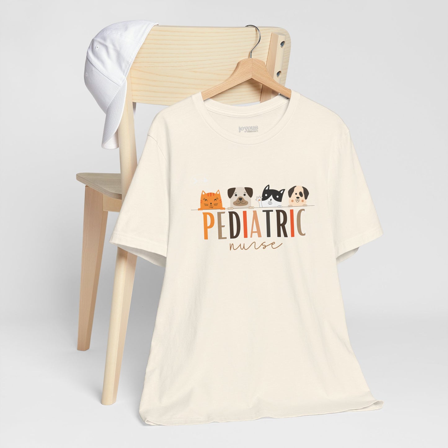 Cute Pediatric Nurse Soft Cotton Tee with Dogs and Cats for PEDS Nurse