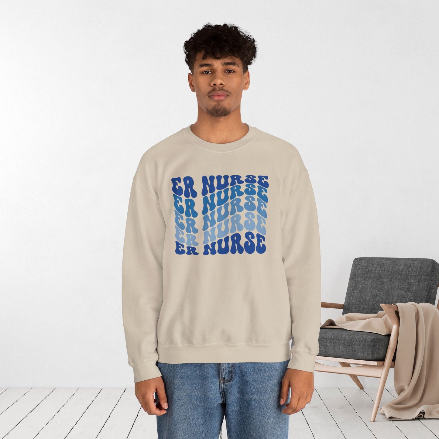 Groovy Blue ER Nurse Sweatshirt - Emergency Nurse Crewneck