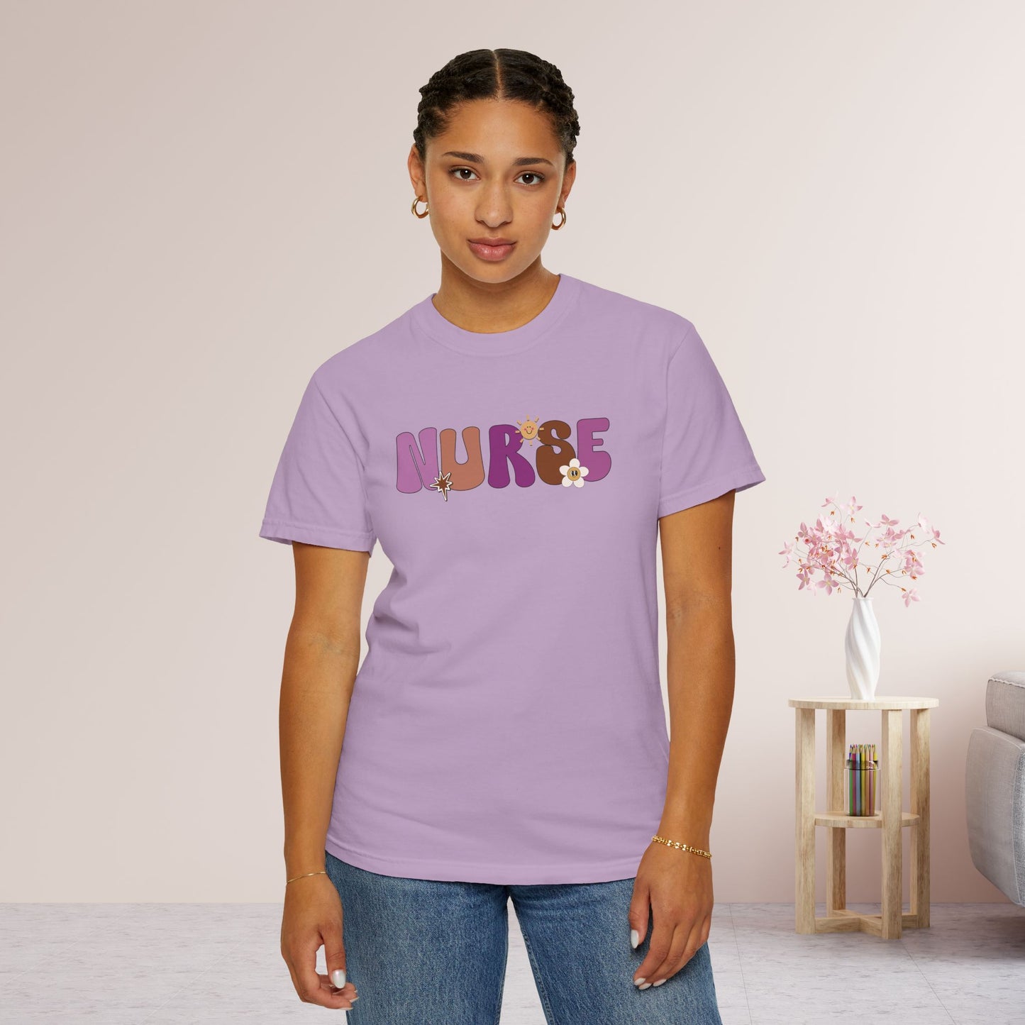 Comfort Colors Purple Groovy Nurse Shirt - It's a Beautiful Day to Save Lives Tee