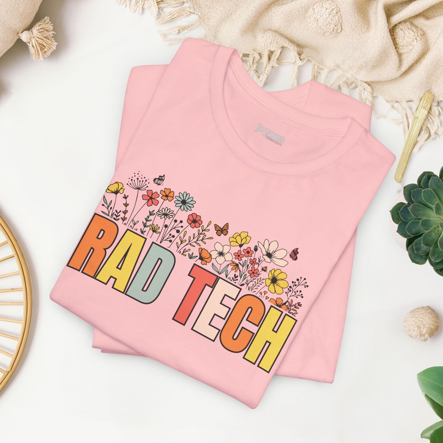 Rad Tech Soft Cotton Tee with Spring Flowers for Radiology Technician